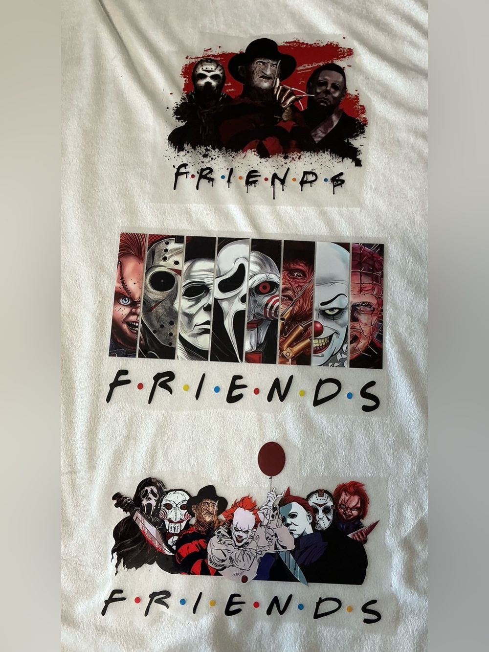 Lot of 3 Horror Friends DTF Heat Transfers Halloween Slasher Shirt Craft